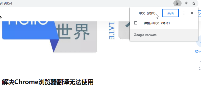 V2RAY绕过大陆后直连本地网络,谷歌浏览器自带翻译不能用的解决方法.